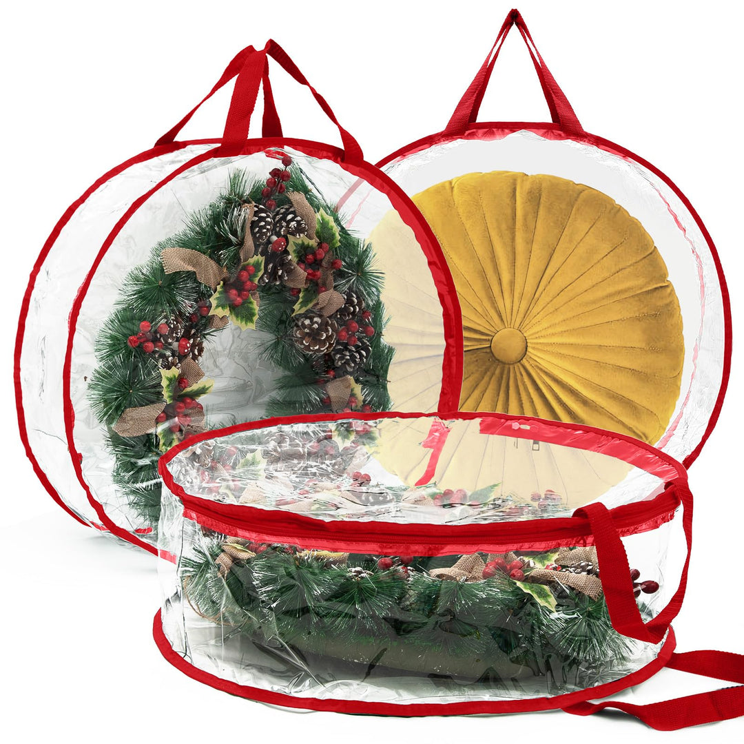 Kranz-Aufbewahrungsbehälter, Weihnachtskranz-Aufbewahrungstasche mit doppeltem Reissverschluss und G