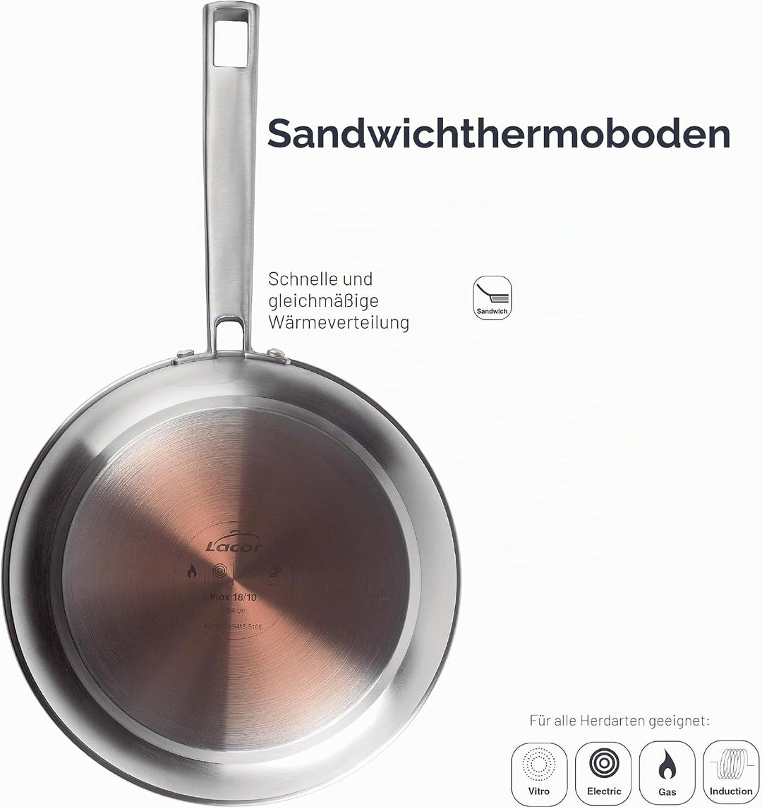 LACOR 45420 Bratpfanne Ø Foodie-Pfanne, ohne Antihaftbeschichtung, kompatibel mit allen Herdarten, u
