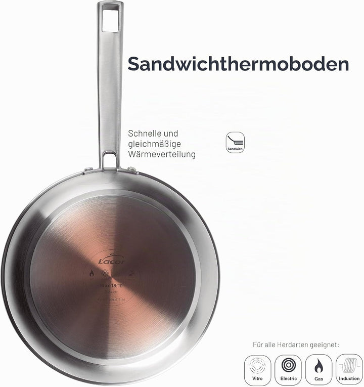 LACOR 45420 Bratpfanne Ø Foodie-Pfanne, ohne Antihaftbeschichtung, kompatibel mit allen Herdarten, u