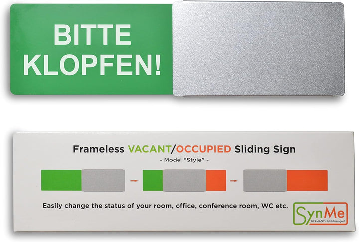 Frei/Besetzt-Schild Style: "BITTE KLOPFEN/BITTE NICHT STÖREN" 175x50mm - Design Made in Germany - Gr