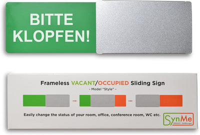 Frei/Besetzt-Schild Style: "BITTE KLOPFEN/BITTE NICHT STÖREN" 175x50mm - Design Made in Germany - Gr