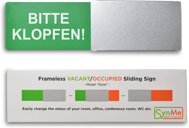 Frei/Besetzt-Schild Style: "BITTE KLOPFEN/BITTE NICHT STÖREN" 175x50mm - Design Made in Germany - Gr