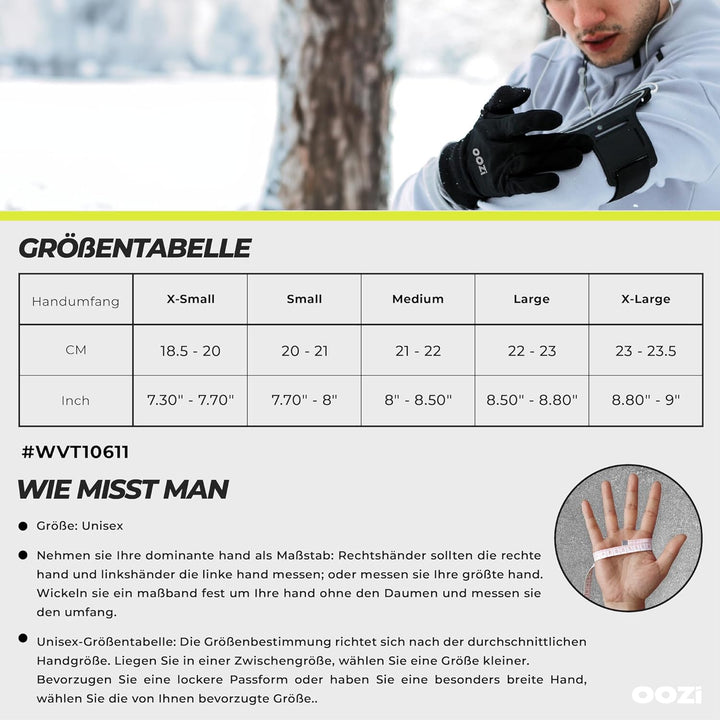 OOZi Winterhandschuhe für Herren und Damen,Touchscreen Thermo Winddicht Handschuhe, Mittelgewichtige
