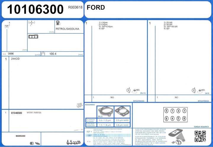 Ajusa 10106300 Dichtung, Zylinderkopf