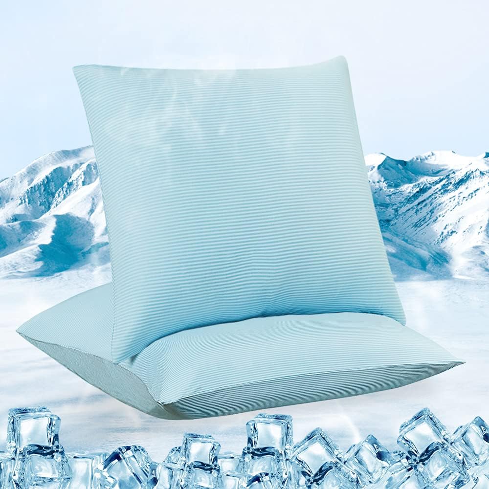 Luxear kühlender Kissenbezug 2er Set, Kopfkissenbezug elastisch mit Arc-Chill Kühlfasern atmungsakti