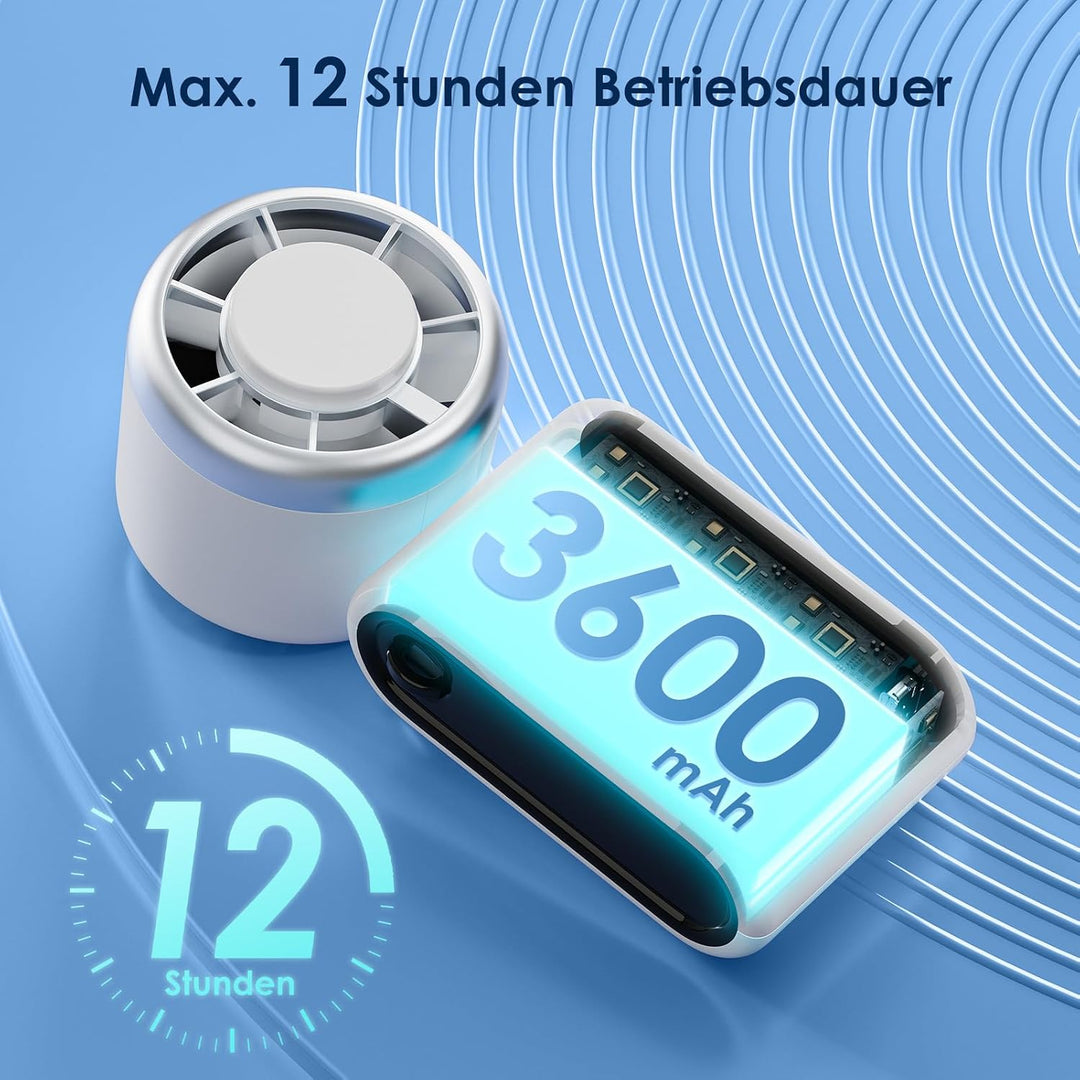 Handventilator Tragbarer Mini Ventilator, Turbo Ventilator mit 100 Stufen und LED Display, 3600mAh W