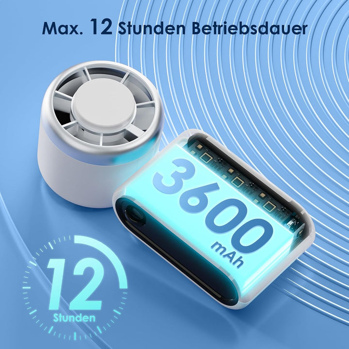 Handventilator Tragbarer Mini Ventilator, Turbo Ventilator mit 100 Stufen und LED Display, 3600mAh W