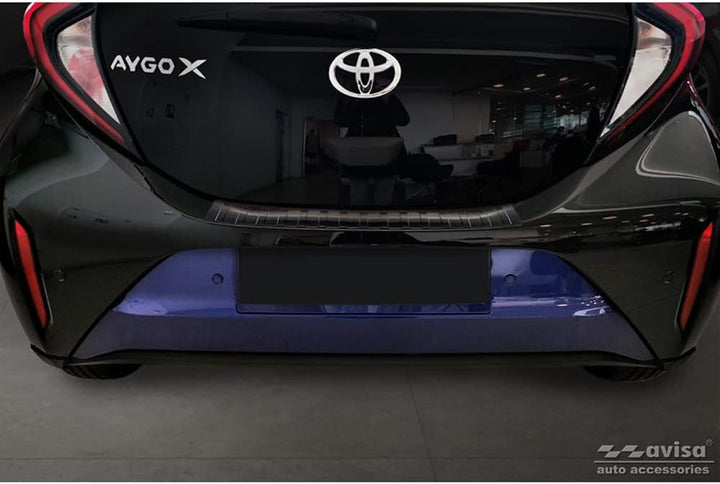 Avisa Schwarz Edelstahl Heckstossstangenschutz kompatibel mit Toyota Aygo X 2022- &