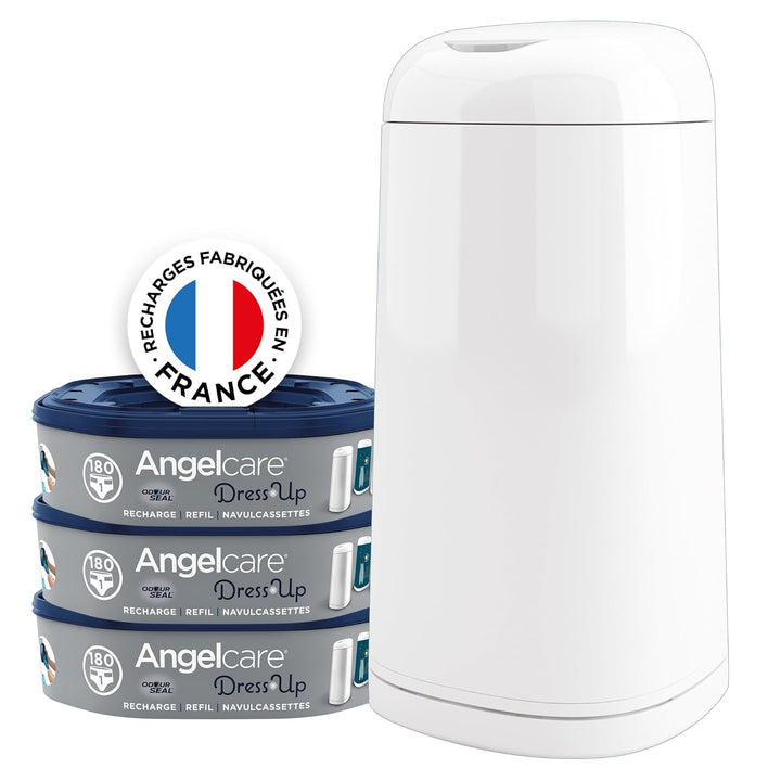 Angelcare Windeleimer + 3 Nachfüllpackungen gegen Gerüche, hohe Kapazität, antibakteriell, einfache