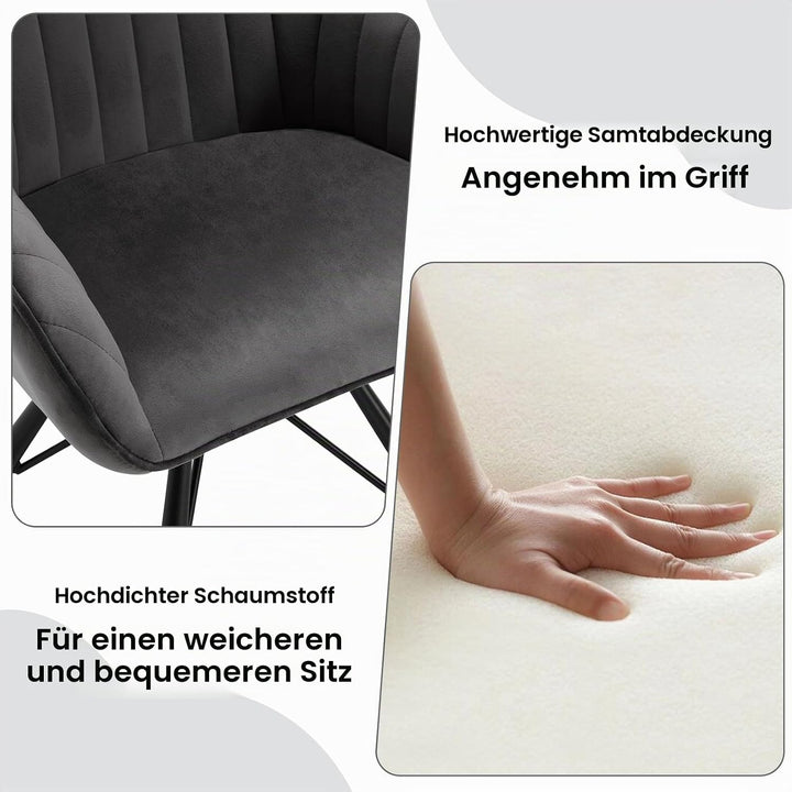 WOLTU 1x Esszimmerstuhl drehbar, Samt Stuhl Esszimmer, Drehstuhl, Küchenstuhl, Sessel Wohnzimmer, Po