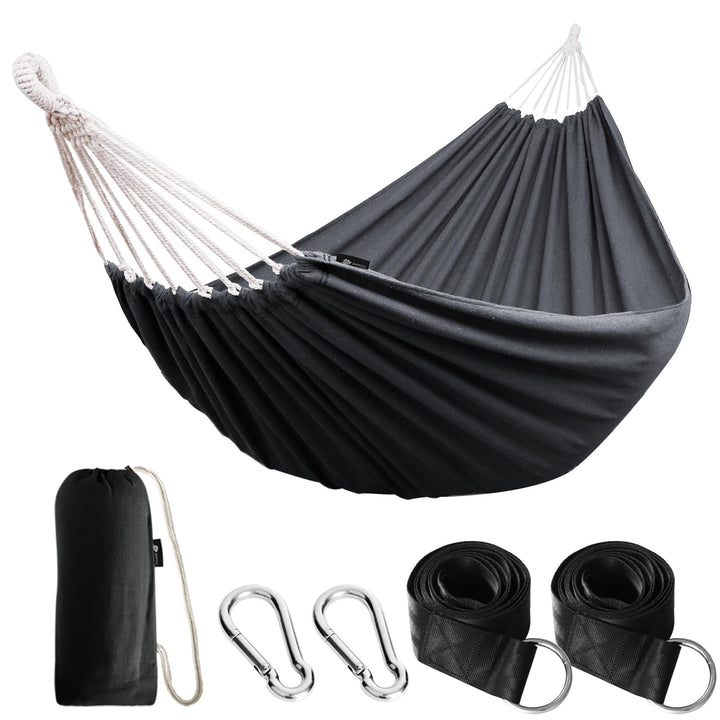 ANYOO Hängematte Outdoor Baumwolle Bequemer Stoff mit Baumfreundlichen Gurten zum Aufhängen, Robuste