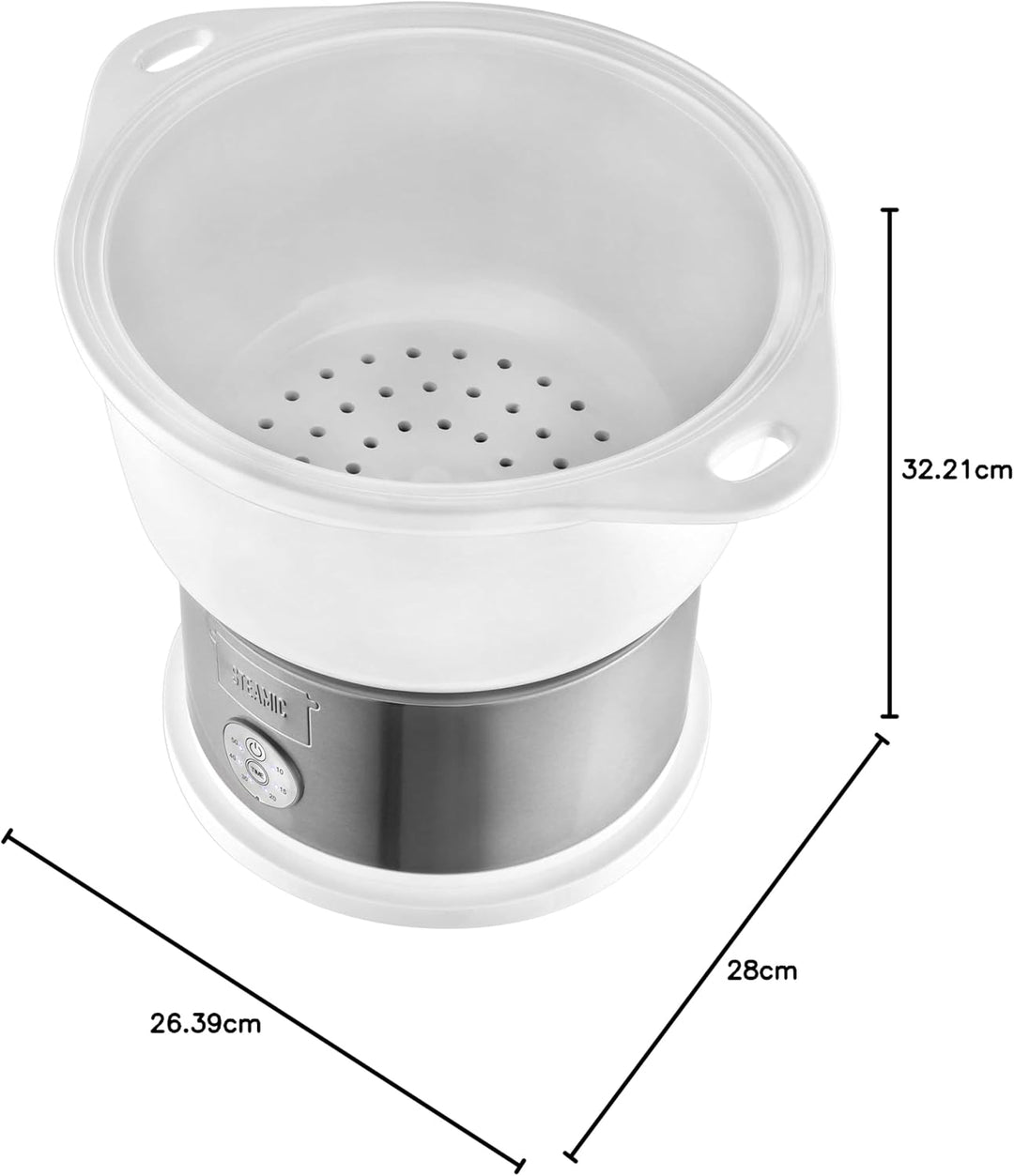 Team Kalorik elektrischer 4,5 l Keramik-Dampfgarer, 700 W, BPA-frei, Weiss/Silber, TKG DG