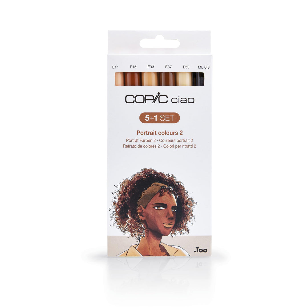 COPIC Ciao Marker Set 5+1 Portrait colours 2, Blisterpackung mit 5 Markern + 1 Multiliner 0,3 mm, fü