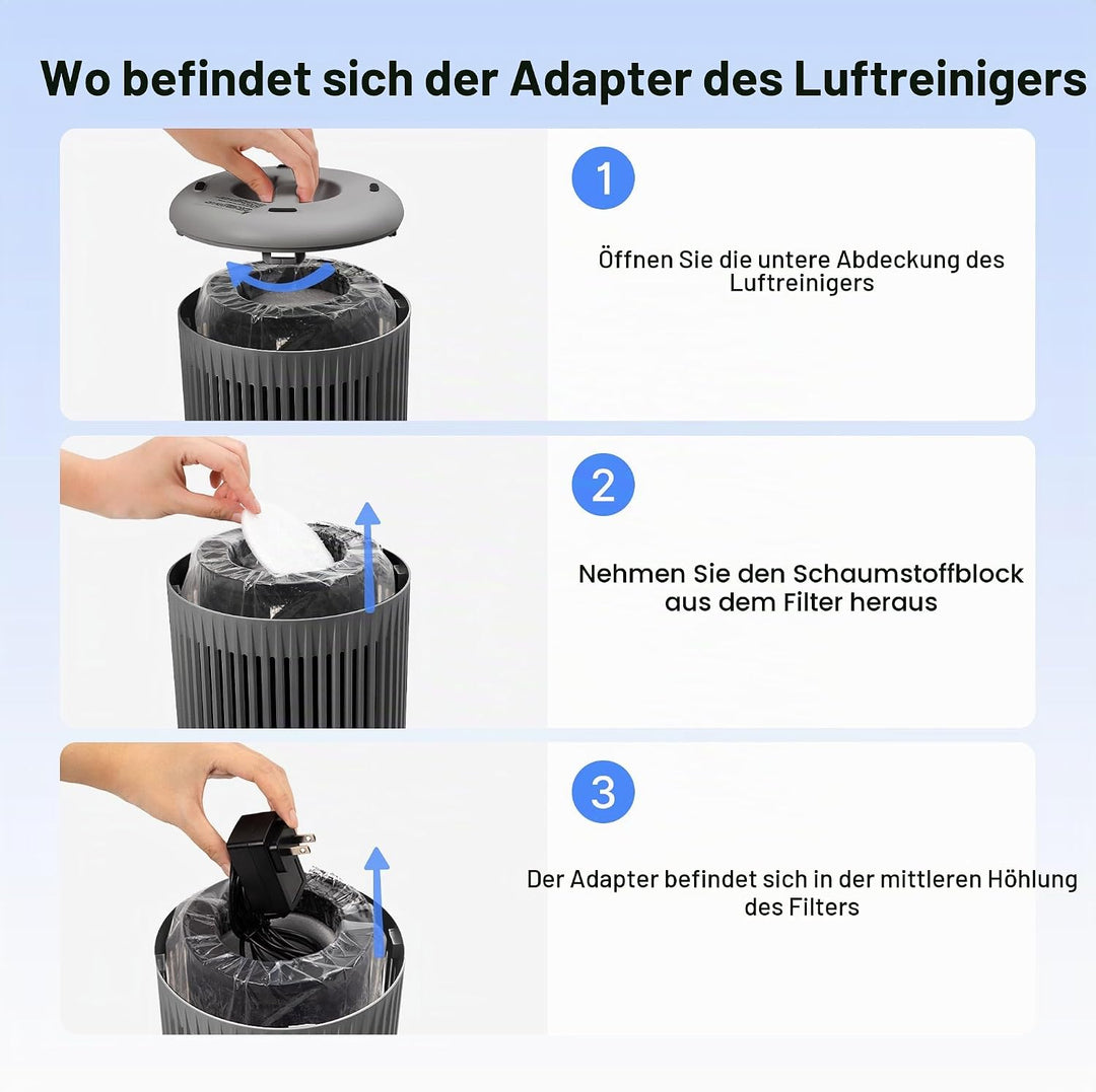 Luftreiniger für Schlafzimmer Zuhause, Luftreiniger Allergiker für Schlafzimmer Büro Raucherzimmer,