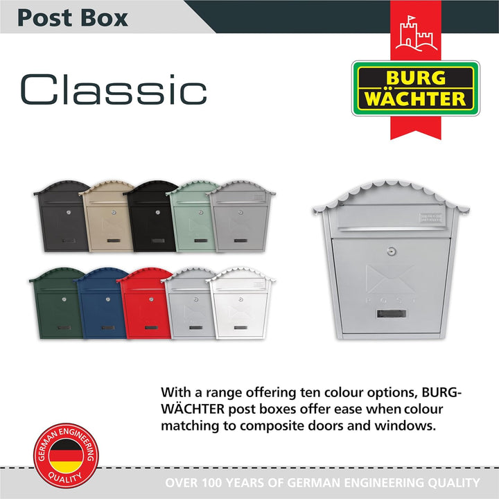 Sterling MB02BK Klassischer Briefkasten, Silber, Silber