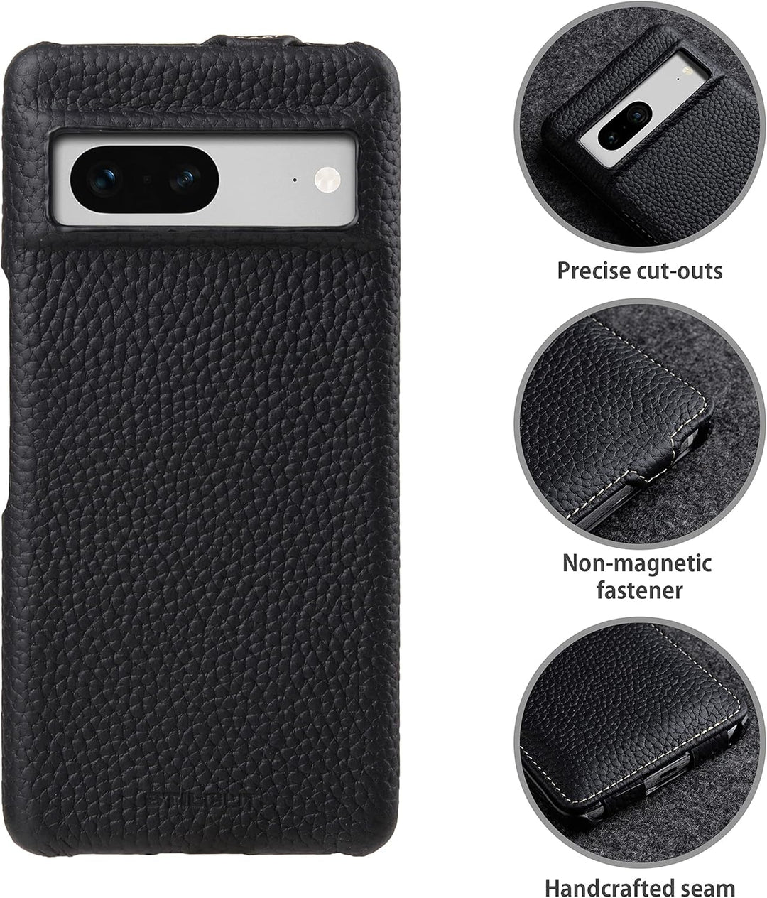 STILGUT UltraSlim kompatibel mit Google Pixel 7 Hülle - Pixel 7 Flip Case aus Leder, Klapphülle, Han