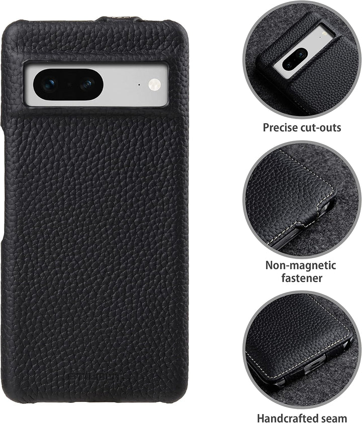 STILGUT UltraSlim kompatibel mit Google Pixel 7 Hülle - Pixel 7 Flip Case aus Leder, Klapphülle, Han
