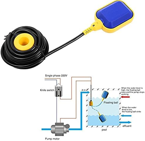 Kabel Schwimmerschalter Wasserstandsregler, 5M 15 (8) A 250V Schwimmerschalter Pumpe Tauchpumpen für