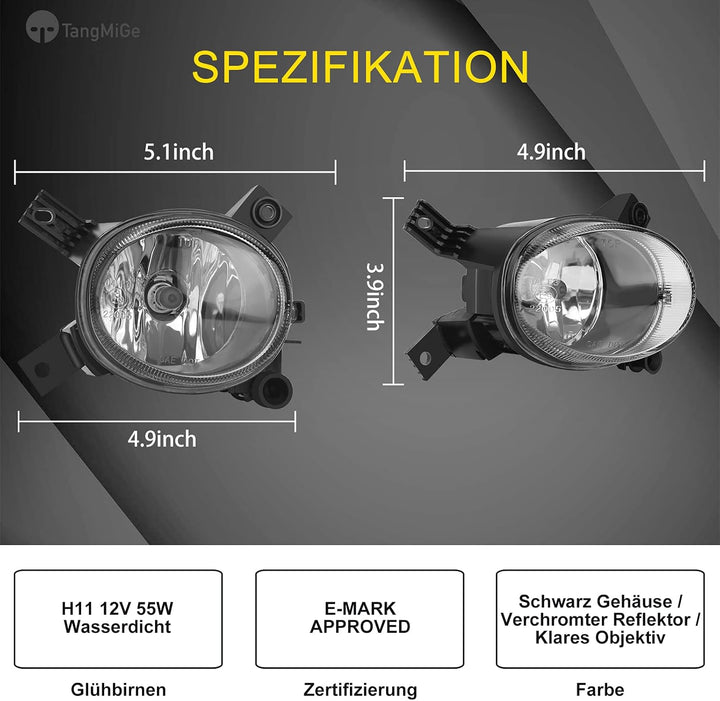 TangMiGe Nebelscheinwerfer für Audi A4 A3 S3, 8EC 8ED 8H7 8HE 8P1 8PA 8P7, V-System S-Linie Stosssta