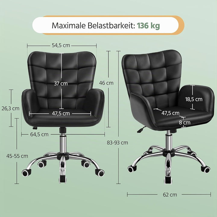 Yaheetech Bürostuhl Ergonomischer Schreibtischstuhl Bürohocker Arbeitsstuhl Drehstuhl höhenverstellb