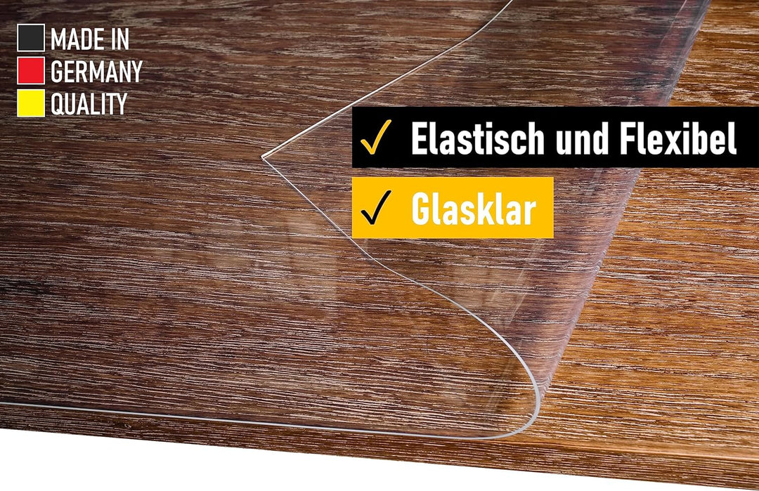 Ertex Tischfolie transparent 2,2mm mit abgeschrägter Kante/Tischschutz transparent versch. Grössen u