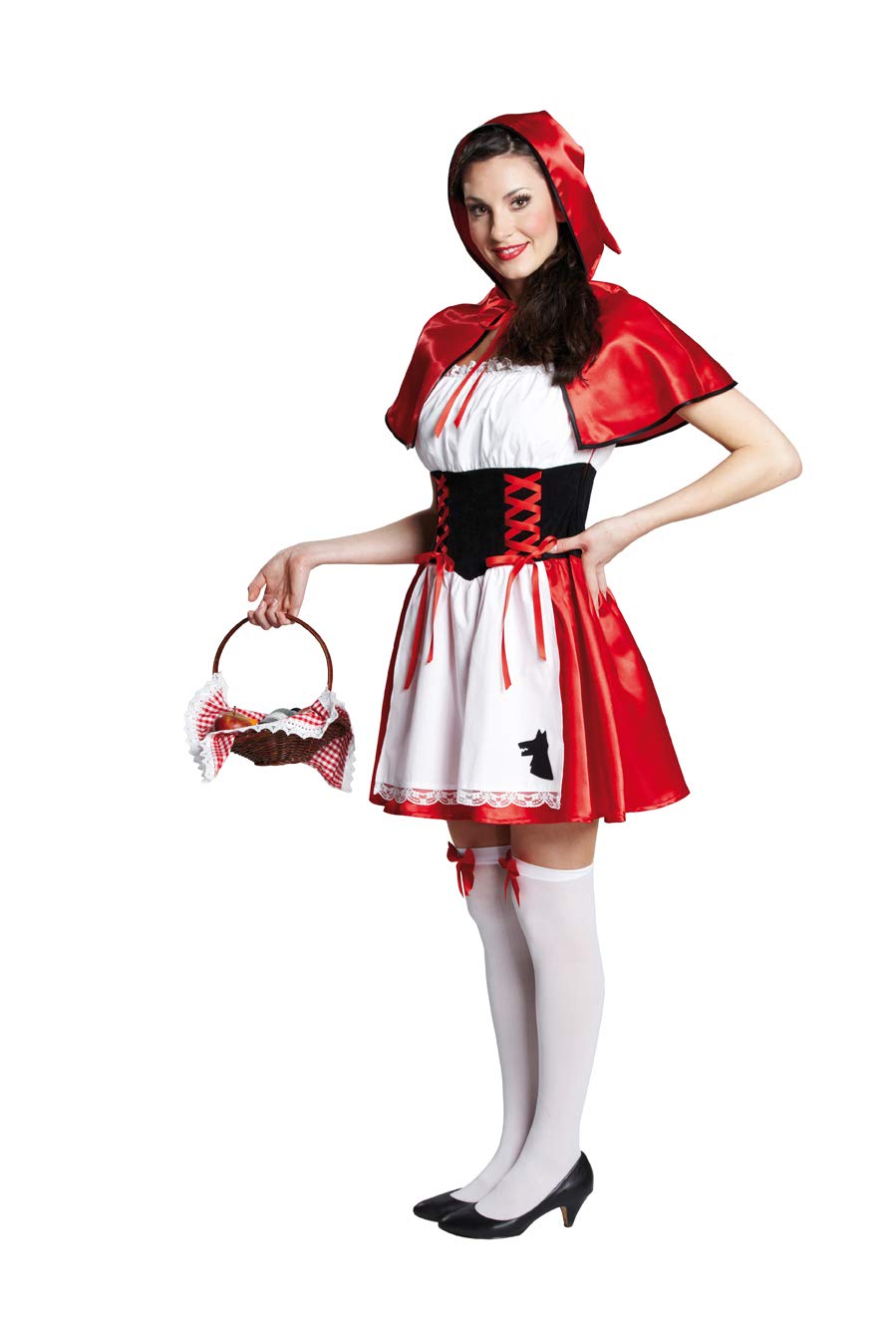 Generique - Rotkäppchen-Damenkostüm Märchen-Verkleidung Weiss-rot-schwarz
