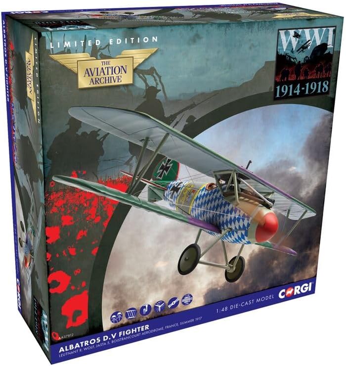 Corgi AA37812 Albatros DV Doppeldecker – Druckgussflugzeuge und Flugzeugmodelle für Kinder ab 14 Jah