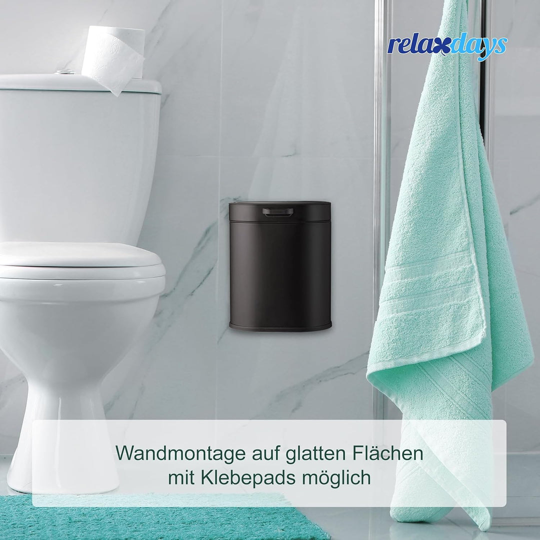 Relaxdays Mülleimer Wandmontage, 5 Liter, Einhängen oder Kleben, Inneneimer, Küchenabfalleimer, Badm