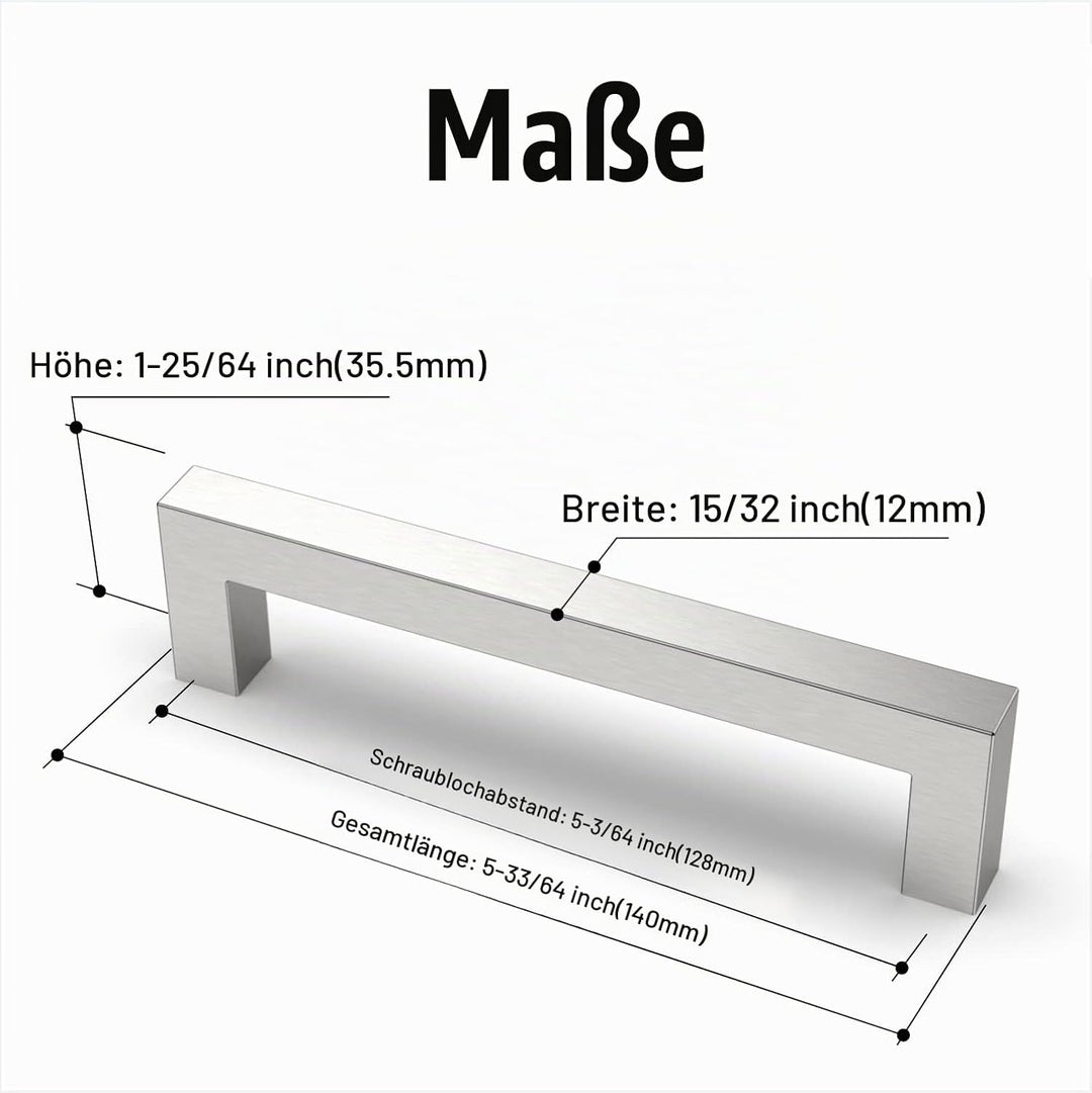 Amerdeco 20 Stück Möbelgriffe Edelstahl Gebürsteter Nickel Schrankgriffe Küchengriffe 128mm Lochabst