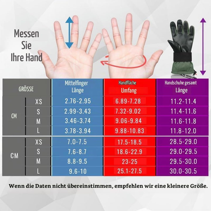 devembr Skihandschuhe mit Handgelenkschützern, Warme Snowboardhandschuhe für Herren und Damen (XS/S/