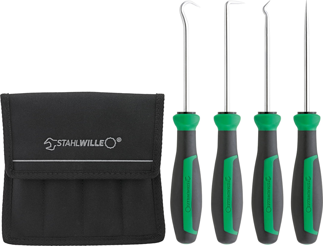 STAHLWILLE Hakenwerkzeug Set 155 mm 4-tlg. | universell einsetzbar u.a. für Dichtungen | in Textilta