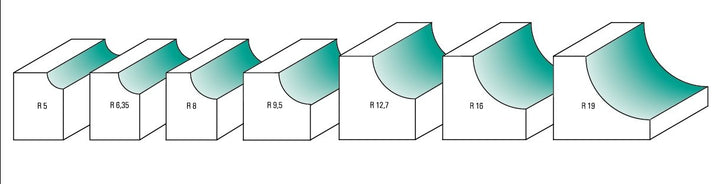 ENT 14670 Hohlkehlfräser HW, Schaft (S) 8 mm, Durchmesser (D) 22,2 mm, NL 12,7 mm, R 6,35 mm, SL 32