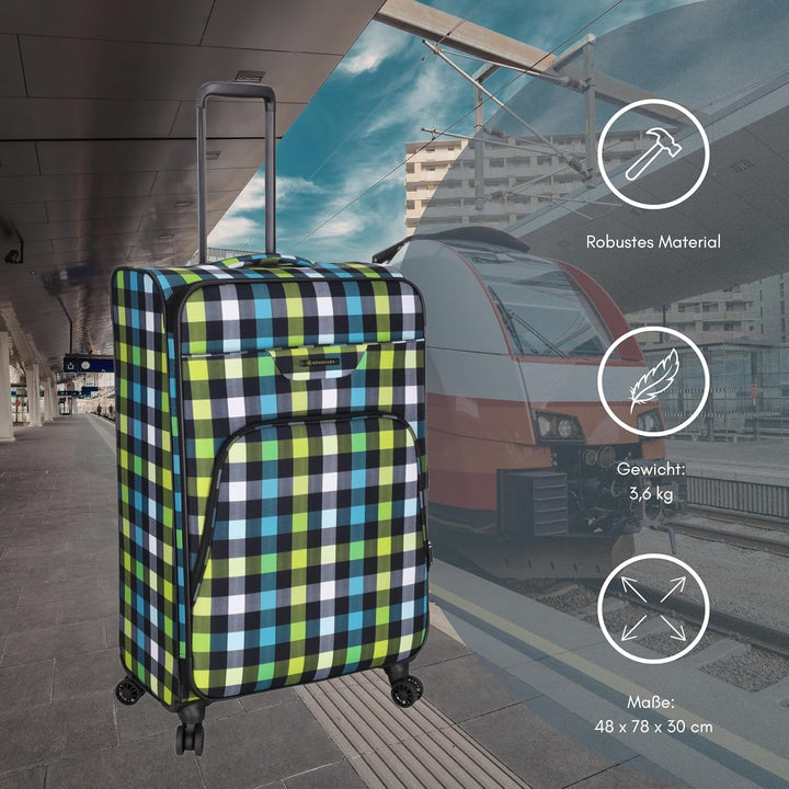 Reisetrolley SoftLITE 4w | Koffer aus strapazierfähigem Polyester | Leichter Trolley mit Vier Doppel