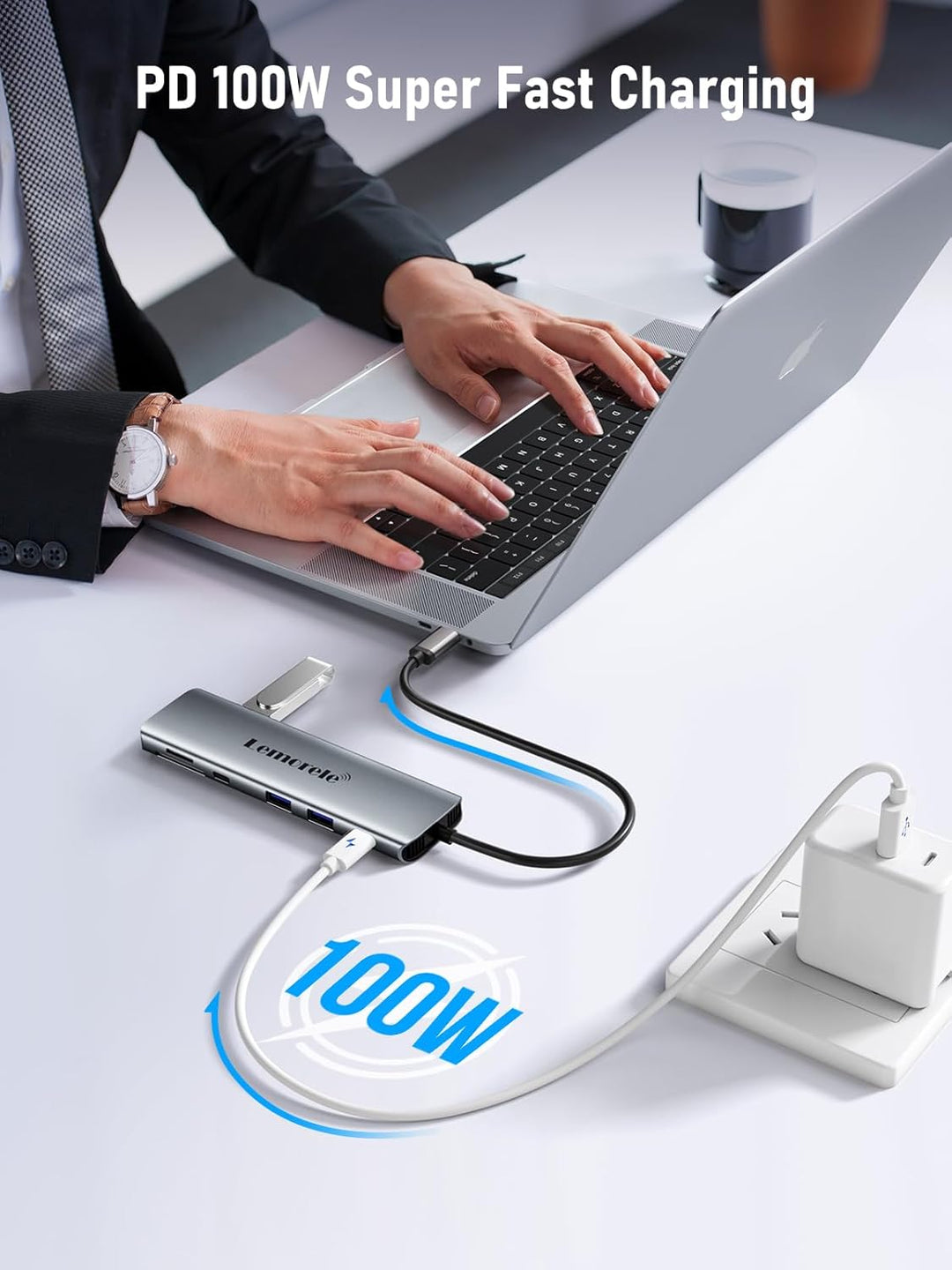 Lemorele Upgrade 10 in 1 USB C Docking Station - Aluminium Gehäuse Adapter Mit Dual HDMI 4K, 4 USB 3