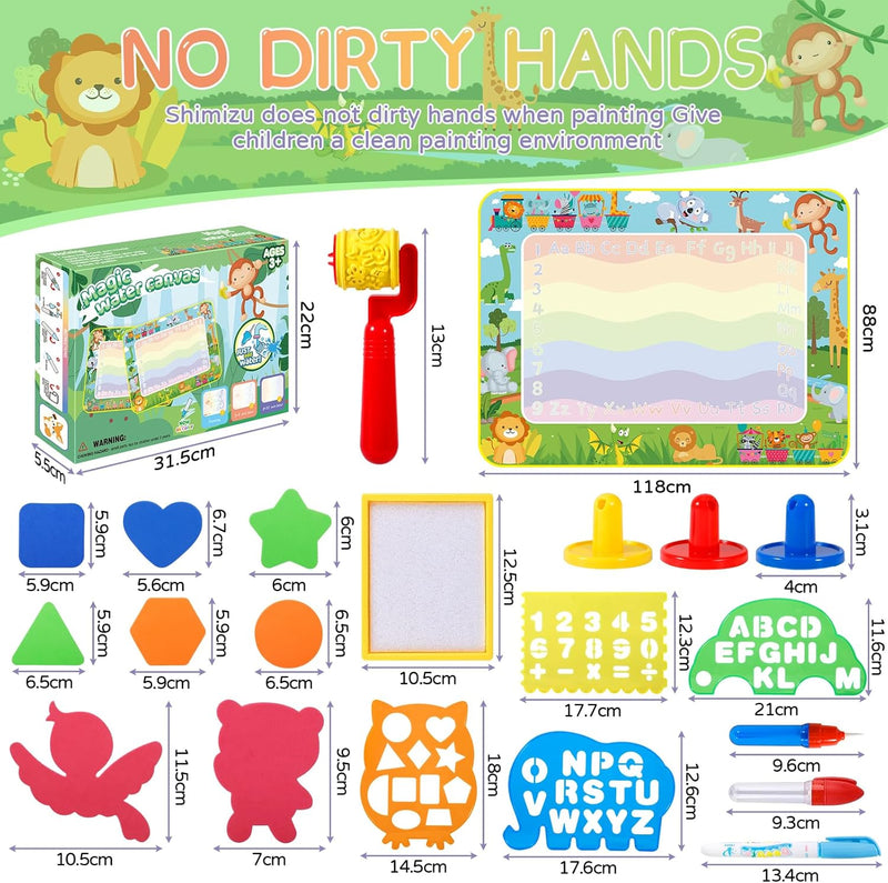 DICLLY 120x90cm Super Gross Aqua Doodle Matte - Wasser Malmatte für Kinder 1-6 Jahre,Magic Zeichenma