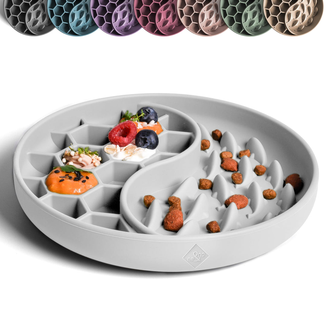 ne&no® Anti Schling Napf für Hunde und Katzen I Slow Feeder I Leckmatte Hund mit grossem Saugnapf I
