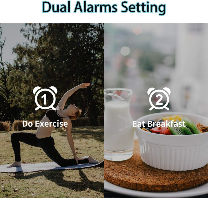 DollaTek Projektionswecker für Schlafzimmer Digitale Decke Radio Wecker mit Doppelwecker 4 Dimmer 18