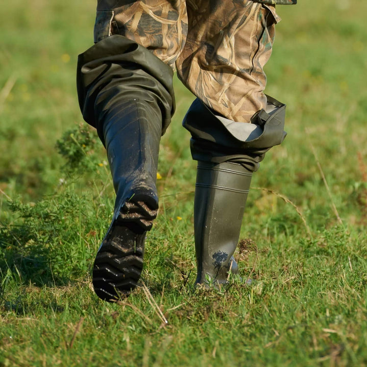 Watstiefel Herren Anglerhose mit Stiefel wasserdichte Wathose Grösse Gr. 41-47 Lange Watthosen Gummi