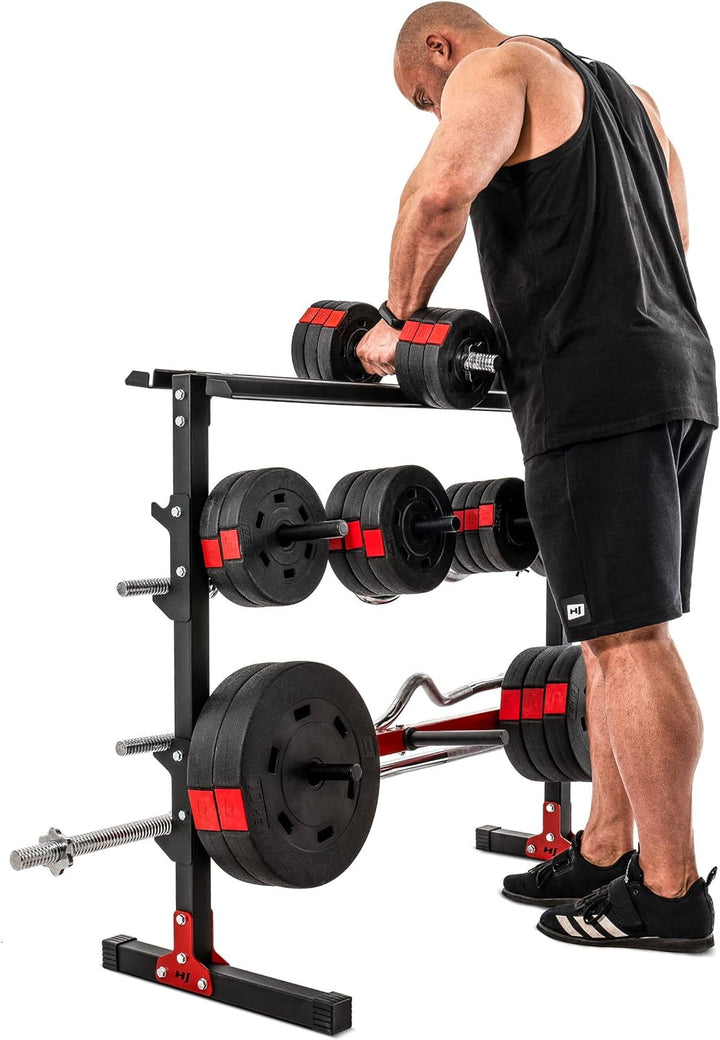 Hop-Sport Hantelständer Hantelscheiben-Ständer Ablage für Gewichte, Langhanteln und Kurzhanteln