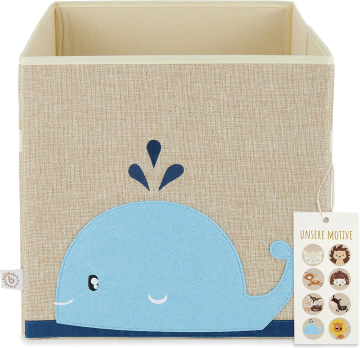 Bieco Regalkorb Kinderzimmer | Aufbewahrungsbox Wal Spielzeug Kinder | Aufbewahrungsbox 33x33x33 für