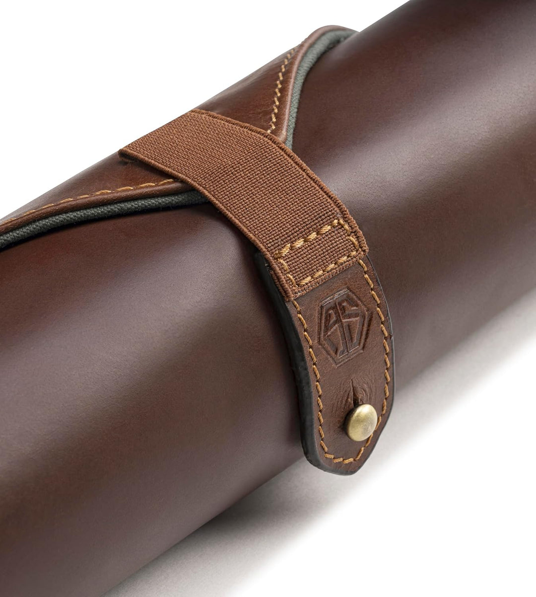 Angus Stoke Messertasche XXL für Kochmesser aus Büffelleder | 14-Fächer Leder-Messerrolltasche gross