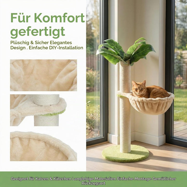 Flauschiges Katzennestbett Ersatz für Katzenkratzbaum – Hängbare Katzenhängematte mit Stahlring (Bei
