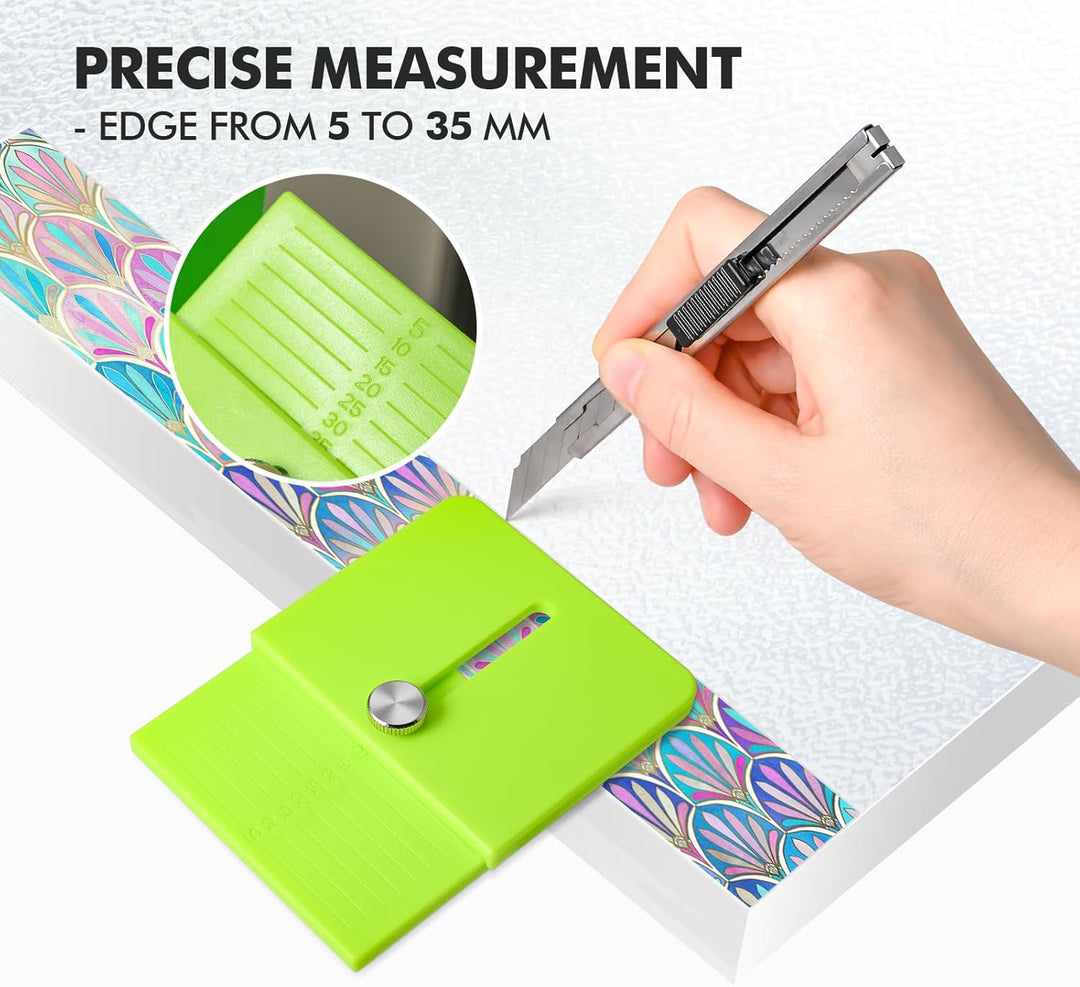 FOSHIO 2 Stück Gerade Linie Cutter Schneidvorlage, Edge Wrap Cuttermess Mini-Schneidvorlage, präzise