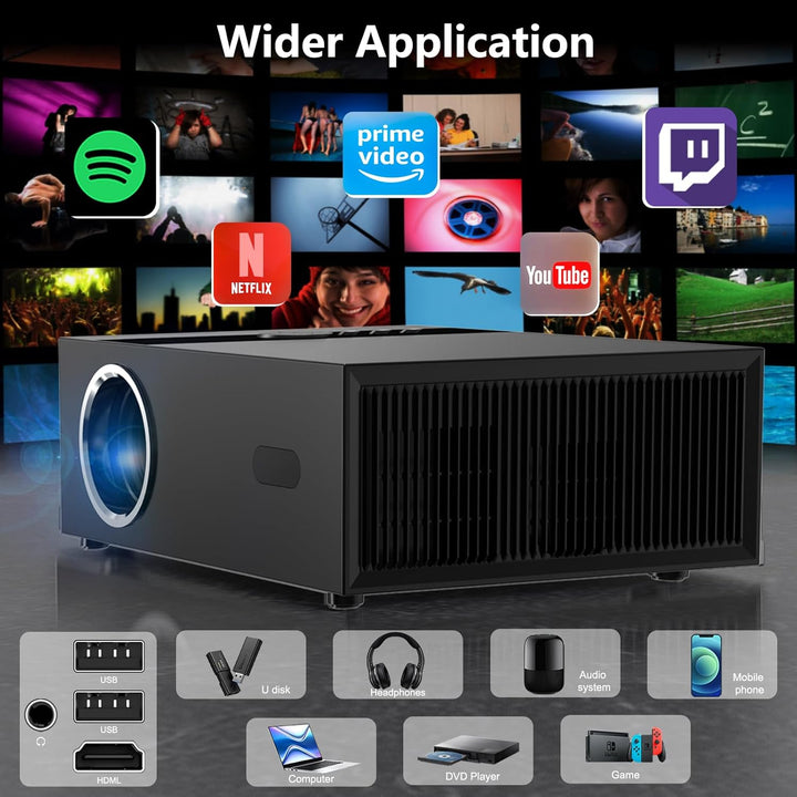 [Google TV & Offizielle Apps] Beamer 4K 8K Unterstützt, Smart Beamer Heimkino 1080P FHD, Autofokus &