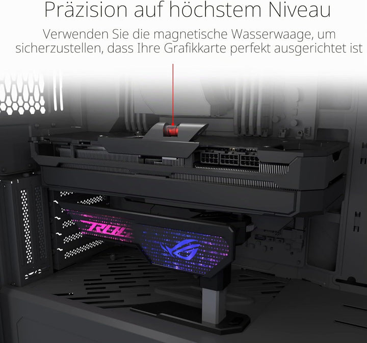 ASUS ROG Herculx Grafikkartenhalter (Stützhöhe 72-128 mm, Montage ohne Werkzeug, integrierte Wasserw