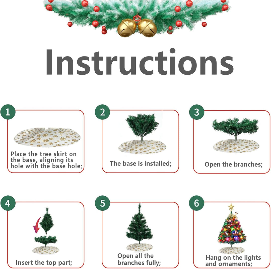 Mini Weihnachtsbaum, 24 "/60cm Tischplatte künstlicher Weihnachtsbaum mit Ornamenten & LED-String-Li