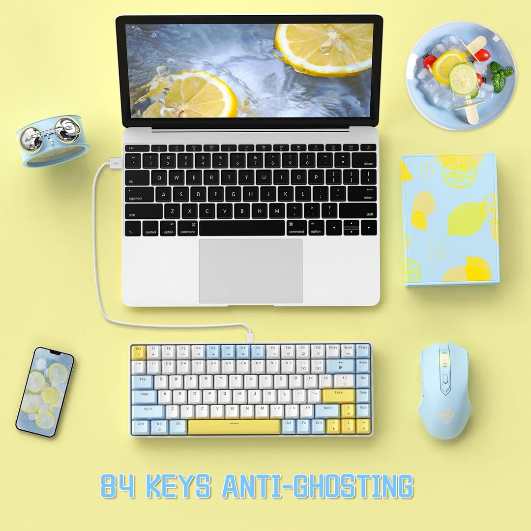 Hot-Swap-fähige mechanische Gaming-Tastatur,80% kabelgebunden tragbar gemischte Farben kompakte Tast