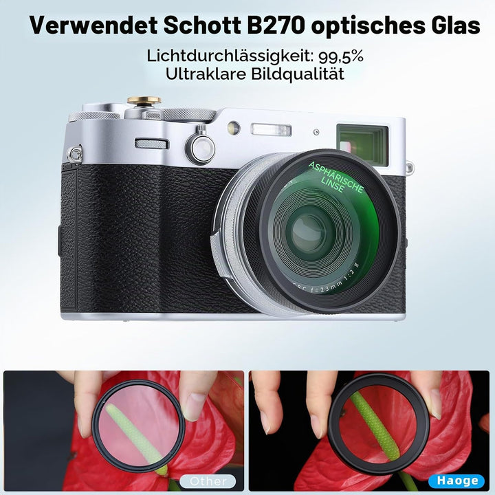Haoge LUV-X54B Metall Gegenlichtblende Sonnenblende mit MC UV Filter Ultraviolett Schutzfilter für F