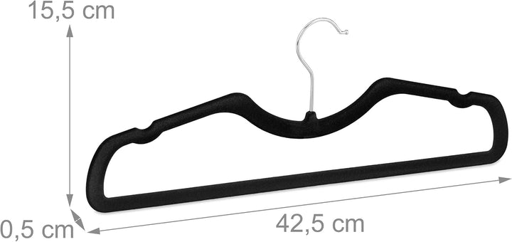 Relaxdays Kleiderbügel Samt, 50er Set, rutschfest, platzsparend, B: 42,5 cm, Hosensteg, Einkerbungen