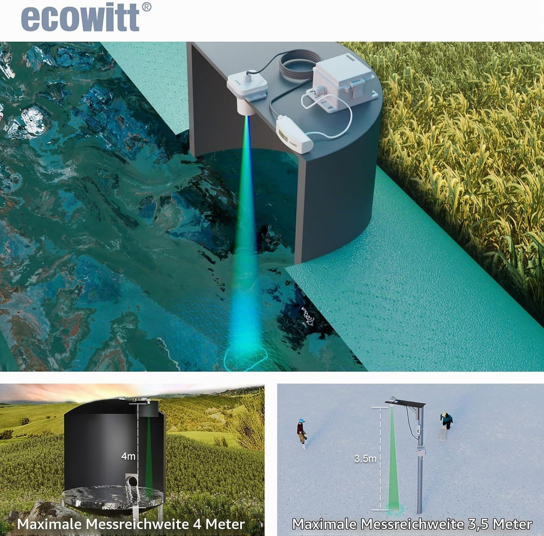 ECOWITT Laser Entfernungsmesser LDS01, 4-3.5M Laser Messgerät mit 1.5M Kabel, Outdoor Laser Messgerä